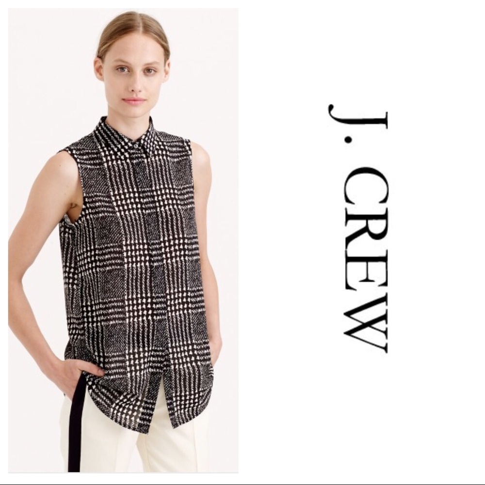 J. Crew Graphic Plaid Blouse Size 6